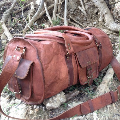 Real Goat Leather Duffel Bag