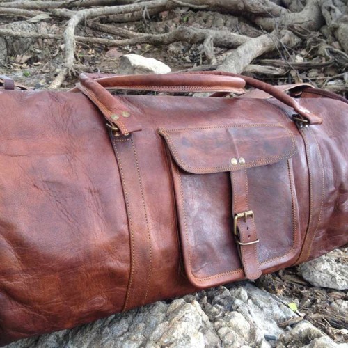 Real Goat Leather Duffel Bag