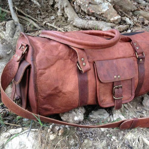 Real Goat Leather Duffel Bag