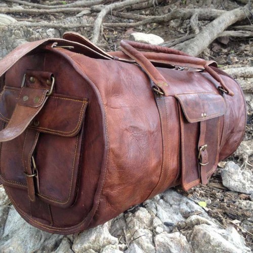 Real Goat Leather Duffel Bag