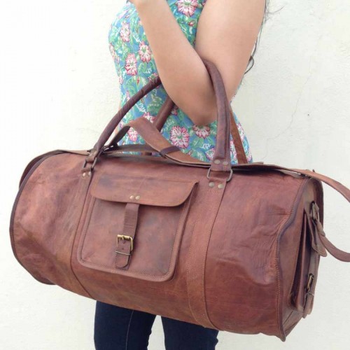 Real Goat Leather Duffel Bag